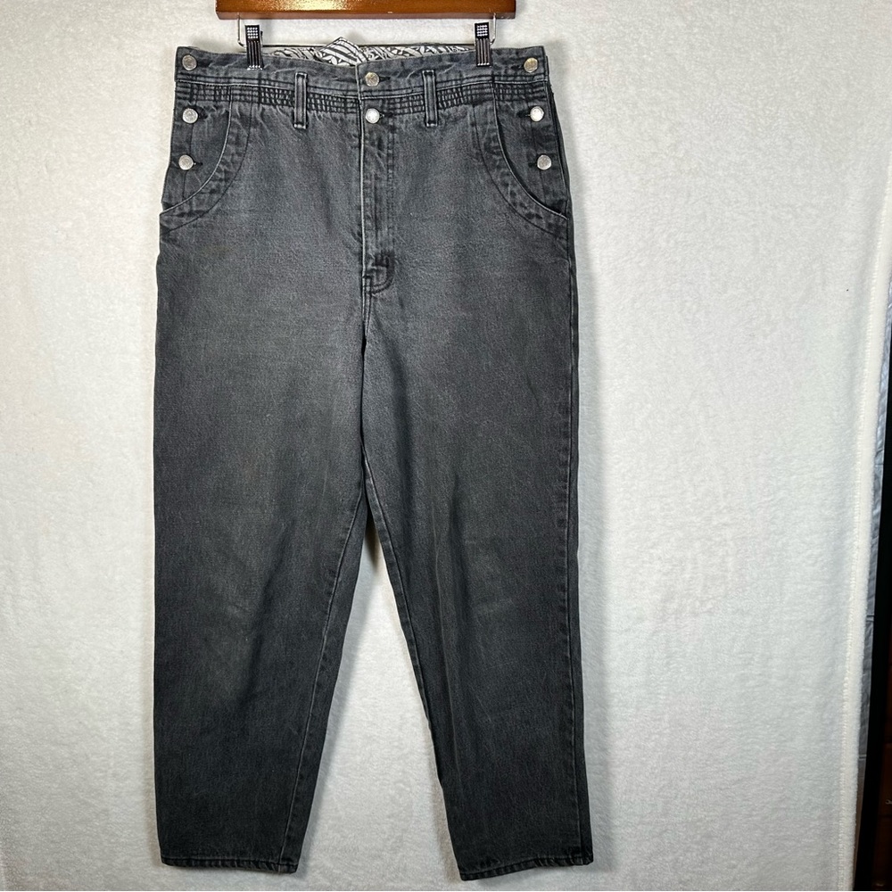 Vtg desperado charcoal side button high waisted jeans size 13
